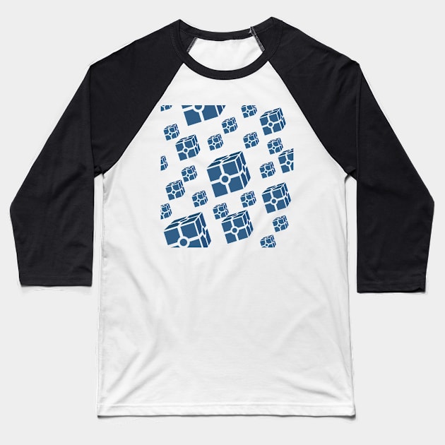 Blue metallic cubes Baseball T-Shirt by SAMUEL FORMAS